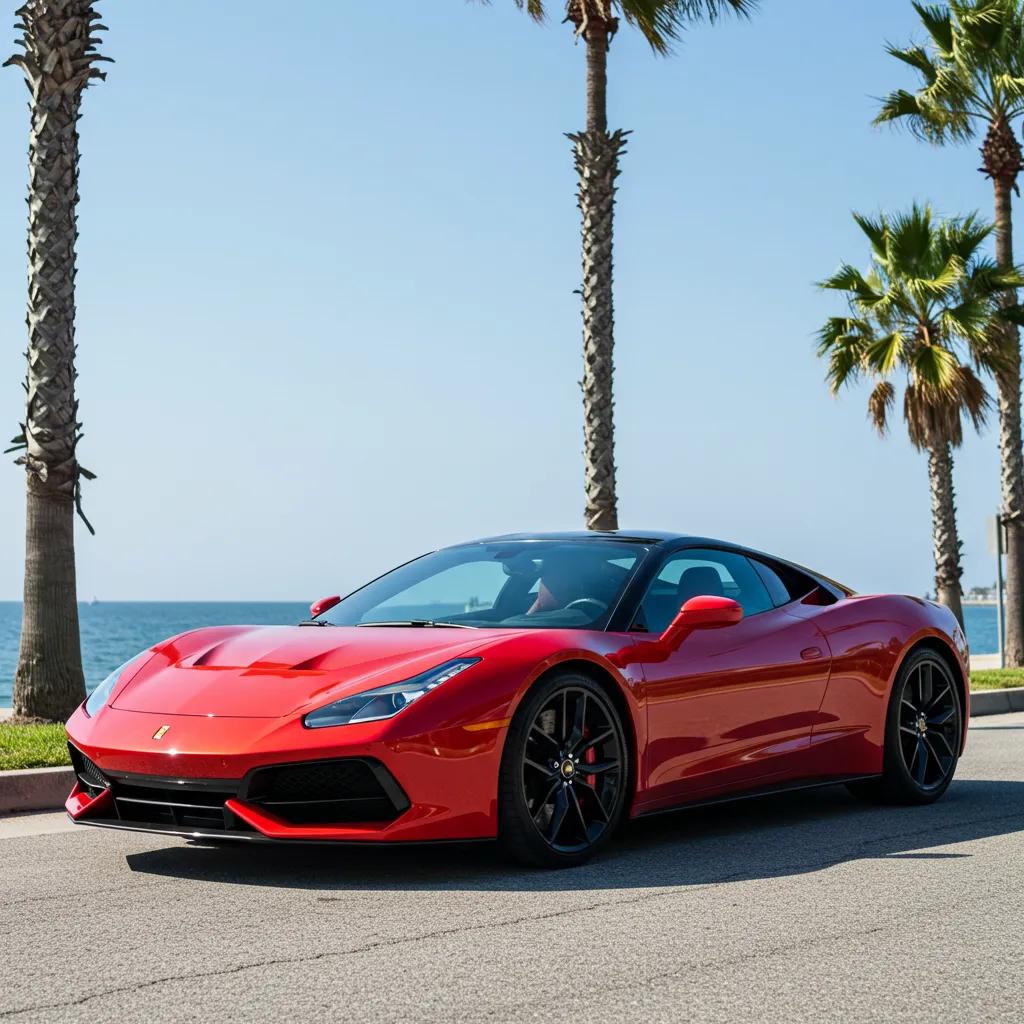 Luxury sports car parked on a scenic coastal road in Tampa, highlighting the thrill of exotic car rentals